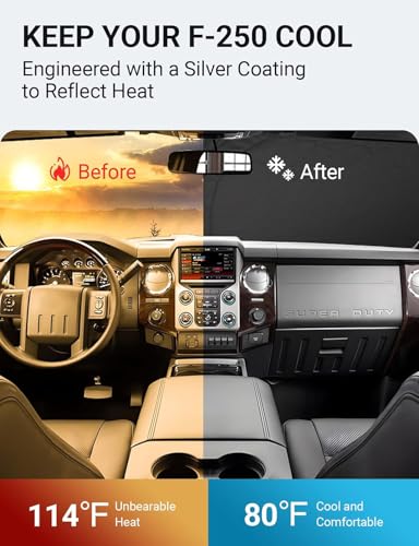 Image of Proadsy 2026 Upgrade Front Windshield Sun Shade Foldable Sunshade Protector Custom Fit for 2008-2016 Ford Super Duty F-250 F250 F-350 F350 F-450 F450 F-550 F550 2Door 4Door Pickup Accessories