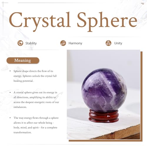 Pierre de cristal d'améthyste boule decorative avec support, cadeau bien-être - 3