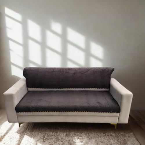 Image of Homerz Premium Velvet Sofa Cover Panel | Soft & Velvety Fabric | Rich Vibrant Colours | Sofa Protector for Living Room (Brown, 5 (3+2) Seater, Seat Cover with Backrest)