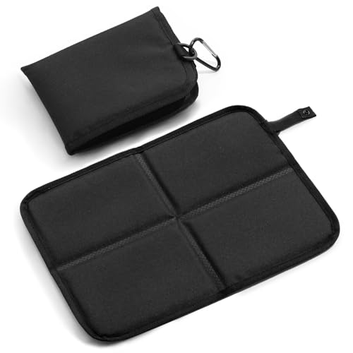 GamPark Sitting Pad for Backpacking, Hiking Seat Pad, Outdoor Sitting Mat, Lightweight Waterproof Folding Camping Cushion, Portable Foldable Foam Stadium Bleacher Chairs, Black, 14.8x10.8 Inches