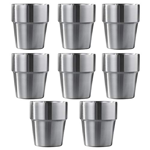 ATREASURE Set of 8 Stainless Steel 188 Cups Double Wall Double Walled Coffee Tumbler Kids Drinking Cups Dishwasher Safe 10 oz