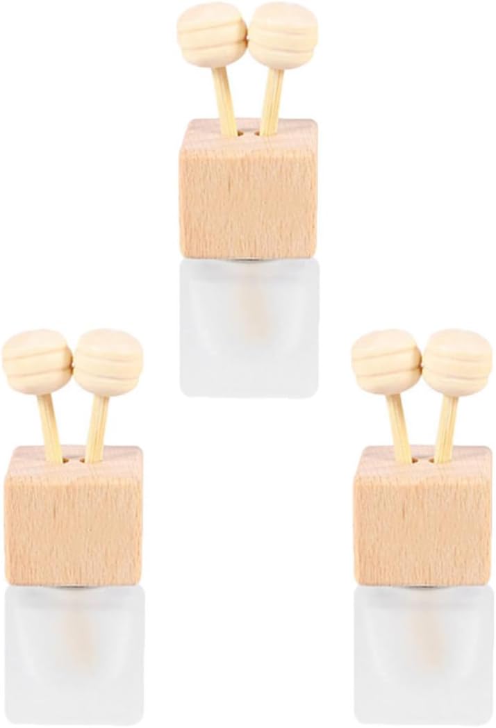 Alipis Glass Essential Oil Bottles and 360 Degree Rotatable Clip Design with Wooden Lid 3pcs Car Air Freshener Car Fragrance Diffuser for Fatigue Relief to Install on Air Vent and Vent