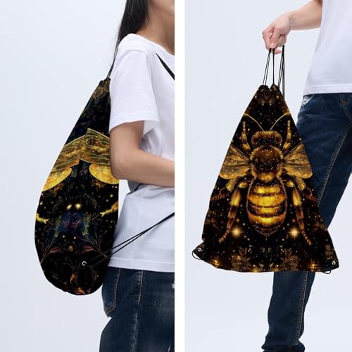 Sac à cordon abeille dorée à paillettes imperméable de qualité