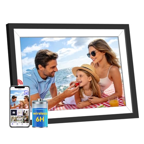 Battery Powered Digital Picture Frame UHALE,10.1' 1920x1080 HD IPS Touchscreen, Cordless Photo Frame with Auto-Rotate, Share Photos & Videos, 32GB Memory, Ideal Gift for Family