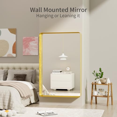 Image of Koonmi Gold Bathroom Mirror, 36x55 Shatterproof Wall Vanity Mirror