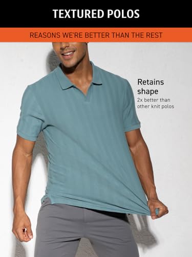 Image of DAMENSCH Men Rich Pique, Statement Textured, Body-Cooling All Degree, Premium Cotton, Herringbone Texture Johnny Collar Polo T-Shirt