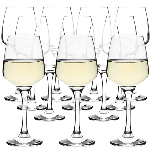 Homiu Large White Wine Glasses | Set of 12 | 330 ML | Crystal Wine Drinking Glass | Florence Collection | Party Wedding Gift Cocktail | Home Restaurants Kitchen Glassware | Dishwasher Safe