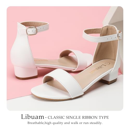 Girls fashion Sandals Heels Dress Pump Ankle Strap Open Toe Flower Girl Wedding Party for Little Big Kid2