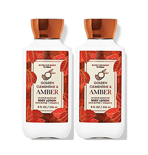 Bath and Body Works Golden Clementine & Amber Super Smooth Body Lotion Sets Gift For Women 8 Oz -2 Pack (Golden Clementine & Amber)