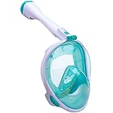 Schnorchelmaske, Vollgesichtsmaske, Tauchmaske, Schwimmmaske für Erwachsene oder Kinder, mit verbessertem Sicherheitsatmungssystem, 180° Seaview, abnehmbare Kamerahalterung (neugrün, S/M)