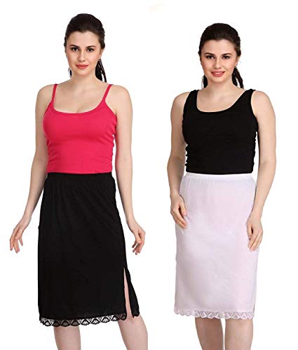 Image of Splash Cotton Rich Regular Skirt Slip for Women - Knee Length