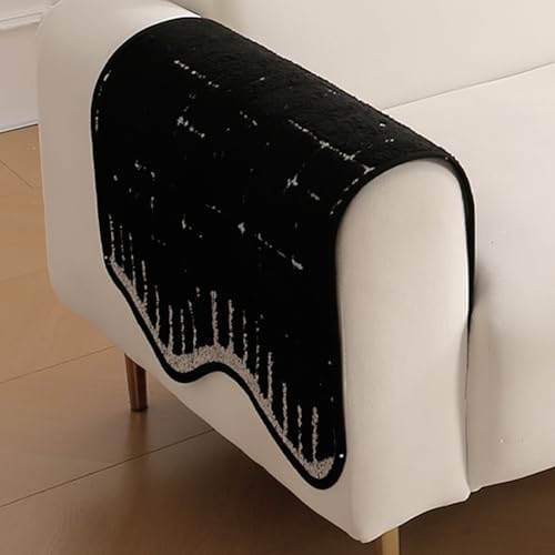 Image of HOKIPO Premium Supple Soft Wavy Anti-Slip Armrest Cover for Sofa, 1 Pair, Black (AR-5971-BLK*2)