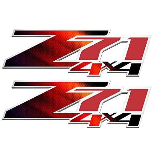 GOLD HOOK Z71 4x4 Decals Compatible with Chevy Silverado - F (2007-2013) Bedside Emblem 1500 2500 HD - Peel & Stick - Red Black - Set of 2