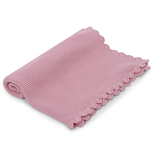 Image of haus & kinder Knitted Baby Blanket with Cuddle Cloth, Breathable Baby Blankets Newborn, Baby Blanket for 0-2 Years, Cozy Blankets for Crib, Nursery & Stroller, New Born Baby Essentials | Musk Rose
