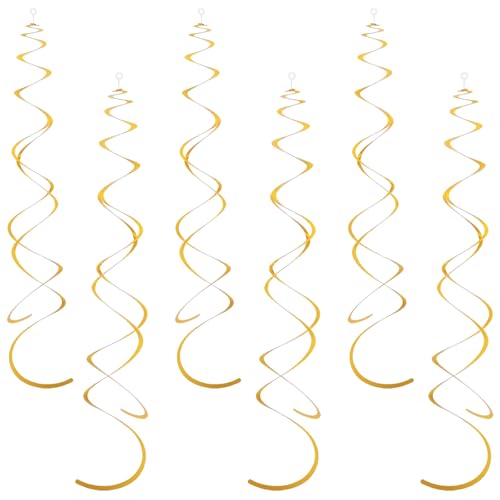 36Pcs Gold Party Decorations Glitter Gold Streamers Hanging Swirl Decoration Ceiling Foil Xmas Decorations with 36 Plastic Hooks Gold Decorations for Birthday Party Wedding Baby Shower Christmas