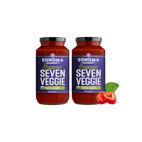 Sonoma Gourmet Seven Veggie Pasta Sauce | USDA Organic, Non-GMO and No Sugar Added | Made With Fresh...