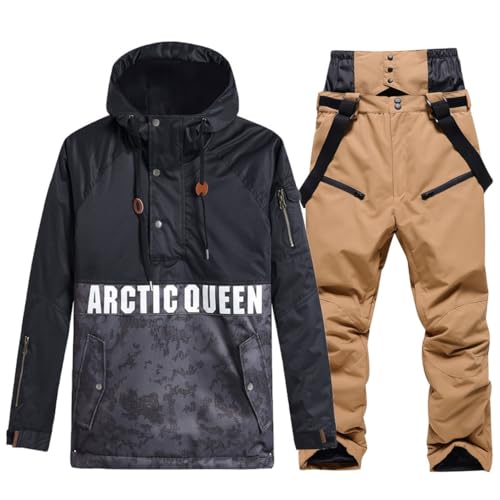 スキーウェア　2点セット　男性用　黒 メンズ スノーウェア スキーウェア 上下セット 防水 ブラック 黒