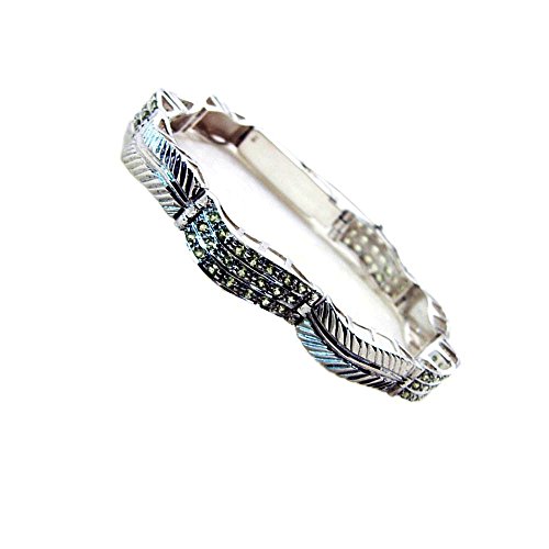 Caratyogi Natural Peridot Sterling Silver Bangle Bracelets For Women Handmade Length Inches 6.5 To 8 #TOP2