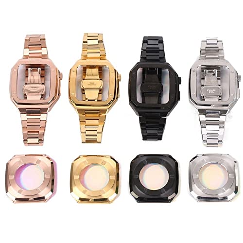 Bracelet acier Apple Watch 44mm SCHIK haut de gamme avec boîtier luxe