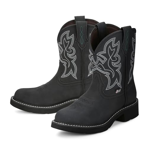 Justin Gypsy Kay 8” Cowboy Boots for Women - Premium Full-Grain Leather Women’s Cowgirl Boots with Removable Orthotic Footbed, Slip-Resistant Rubber Outsole