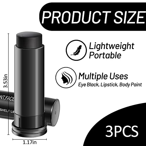 Erinde 3Pcs Eye Black Stick For Sports, Easy To Color Black Eyeblack Stick, Sporting Black Face Paint For Baseball Softball Football Lacrosse, Color Holding Lip And Face Painting #TOP6