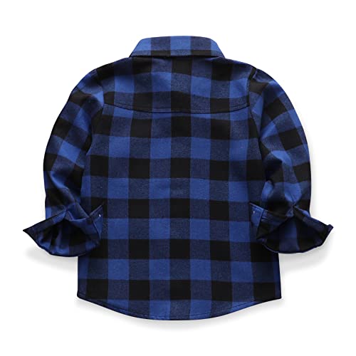Image of OCHENTA Men's & Boys Flannel Shirts Button Down Long Sleeve Plaid Shirt Family Matching Outfits