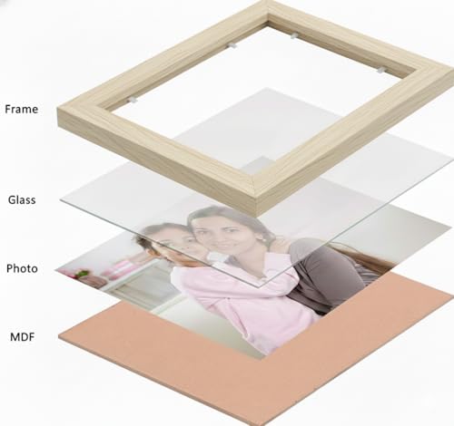 Image of Stuthi Arts Premium 4x4 Inch (10x10 cm) Table Top Photo Frame, Set of 6, Elegant Desk Decor Set, Gallery, MDF with Glass Front (Oak White, 4x4 inch)