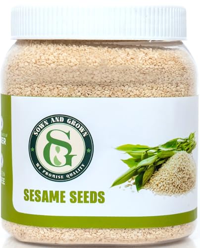 Sown and Grown White Sesame seeds- 1.25lb | Whole White Sesame Seeds Perfect for Noodle Dishes, Sushi, Stir-Fries and Coating for Meat and Fish
