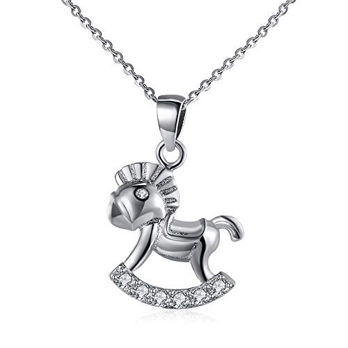 Collier poney argent sterling S925 non allergique haute qualité