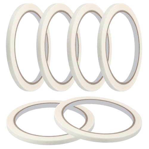 Image of MECCANIXITY Masking Tape 0.2 Inch x 21 Yard Painters Tape Adhesive Paint Tapes for DIY Crafts Arts Wall Painting Labeling Car Home Office Decoration, White, Pack of 6