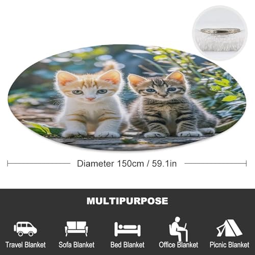 Couverture douce chat peluche ronde plaid unisexe imprimé