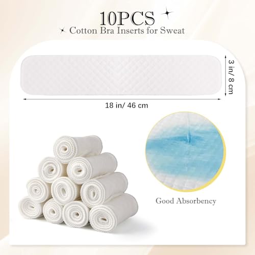 Image of PHOGARY 10pcs Cotton Bra Liners for Sweating, 3 Layer Washable Breast Pads Bra Pads Inserts to Absorb Sweat under Breasts