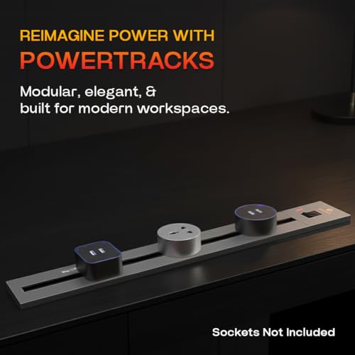 Image of Adjustable Plug-in Power Track | Electrical Movable Sliding Power Track | Surface Mounted Extension for Home, Office, Multiple Tabletop Outlets 1 Year Warranty (Silver, 150cm, Surface Mounted)