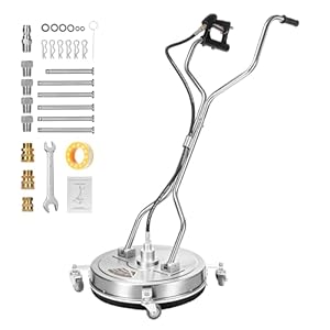 20″ Pressure Washer Surface Cleaner, 4500PSI Stainless Steel Surface Cleaner for Pressure Washer with 4 Wheels, Power Washer Surface Cleaner for Concrete, Patio, Sidewalk, Deck and Driveways