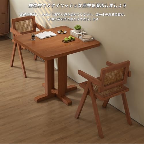 TImDu二段の木製テーブル 丸ダイニングテーブルと椅子セット ダイニングセット60/70/80cm 食卓セット 2人用 掛けダイニングル ダイニングルームとキッチン用 シンプルなカジュアルオフィス カフェル ホームバルコニ (【二段式】ナチュラルウッドカラー 80×80×75cm) [4]