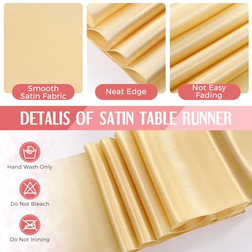 Image of Breling 24 Pack Pink and Gold Disposable Plastic Tablecloths and Satin Table Runner Set, 54 x 108 Inch Tablecloth, 12 x 108 Inch Table Runners for Wedding Graduation Birthday Baby Shower