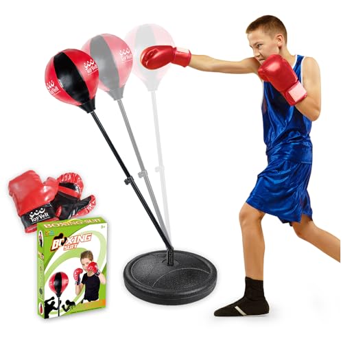 ToyVelt Punching Bag with Stand for Teens and Adults, Boxing Bag, Speed Bags for Boxing, Adjustable Standing Punching Bag, Boxing Equipment, Boxing Gloves, Hand Pump