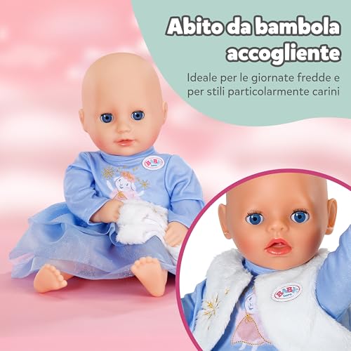 Baby Born Abito Invernale Azzurro – Vestito Per Bambola Con Maniche Lunghe, Gonna In Tulle & Gilet In Peluche – Abbigliamento Per Bambole – Accessorio Per Bambole Da 36 Cm - 3