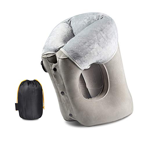 Inflatable Travel Pillow Portable Airplane Neck Pillow with Super Soft Slipcover Big Air