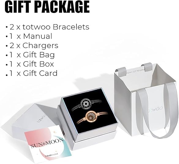 Miniatura 6 de TOTWOO Touch Bracelets for Couples, Vibration & Light up for Love Couples Long Distance Relationship Gifts for Girlfriend Bluetooth Pairing Jewelry