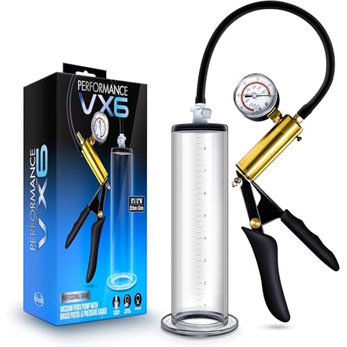 Pompa pene per ingrandimento manuale con manometro e impugnatura in metallo include 1 guaina per pene in silicone sex toys per uomo (5.1cm)