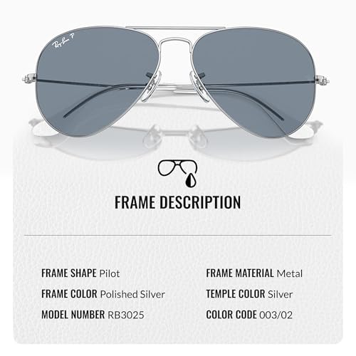 Image of Ray-Ban RB3025 CLASSIC AVIATOR POLARIZED Sunglasses for Men & Women with Official Eyewear Kit