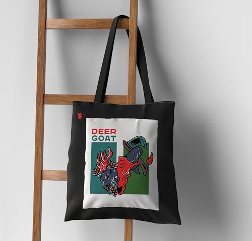 Image of ZORI Black Tote Bag With Pocket Printed Designed Canvas Tote Bags For Women large capacity,Tote bag For Shopping, College, Travel, More Canvas Handbag For Unisex Bag