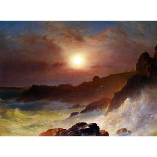 Impression sur toile scène côtière pour salon tableau mont désert grand format