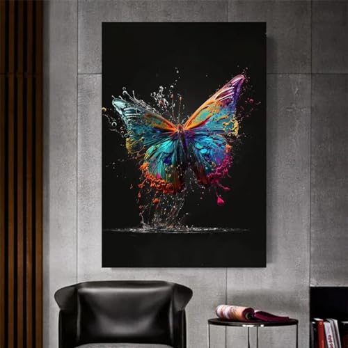 Toile papillon coloré KEBIA 60x80 cm sans cadre : sublimez vos murs vides