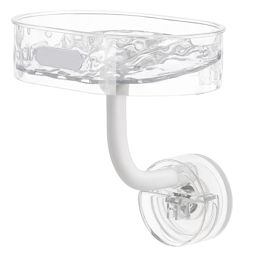 DOITOOL 吸盤式ソープディッシュ 透明プラスチック製排水付き 鹸収納トレイ 浴室壁掛け 鏡設置対応 シャワー用鹸ホルダー 小物入れ兼用 簡