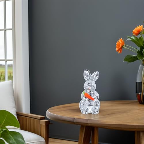 Statue de lapin disco en mosaïque miroir pour centre de table de Pâques