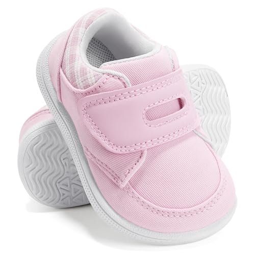 STQ KIDS Toddler Wide Toe Box Shoes Barefoot Shoe Girls Kids Walking Girl Sneakers Non-Slip Lightweight Comfortable First Walking Tennis Outdoor Activities Water Pink Toddler Size 7