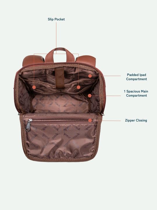 Image of ZOUK Amalia Daypack |Padded Tablet Compartment | Adjustable Straps | Water-Resistant | Men and Women | Daily Use | Lightweight |Smart & Compact |Comfortable & Stylish