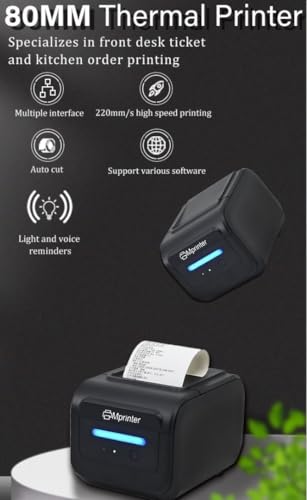 Image of R80F 80mm 3 Inch Advanced Thermal Receipt Printer with High-Speed Auto Cutter POS Billing Printer | USB + Bluetooth + LAN+ Voice Alert | Upgraded Printer for Shops & Restaurants (R80F)